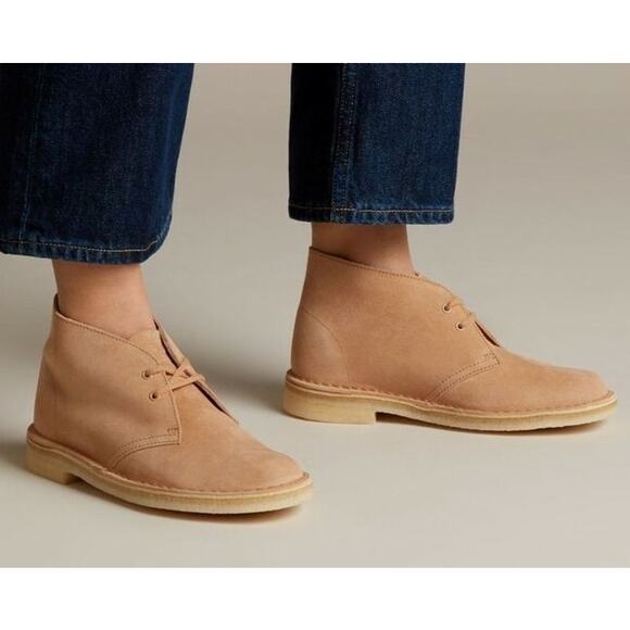 Clarks Original Women's Desert Ankle Boots Light Tan Suede Size 8 - Picture 1 of 8